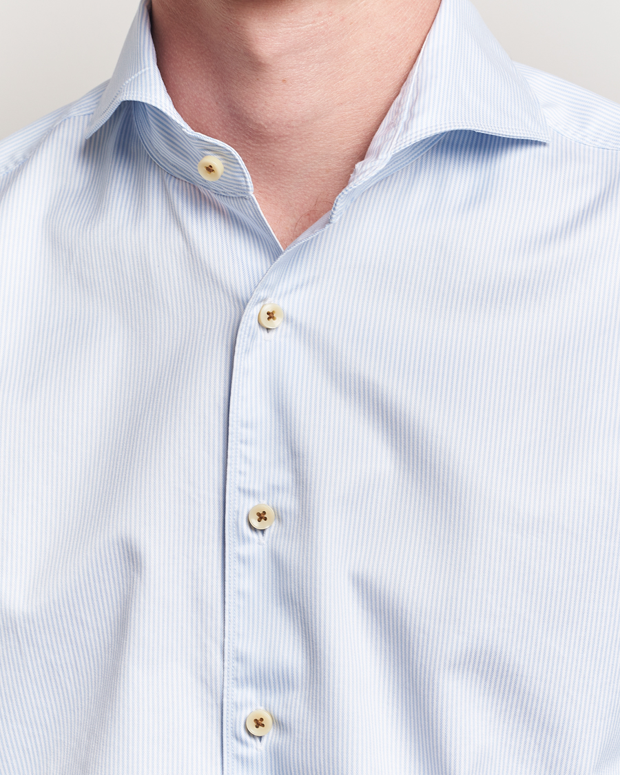Homme | Chemises | Stenströms | Regular Fit Pinstriped Casual Shirt Light Blue