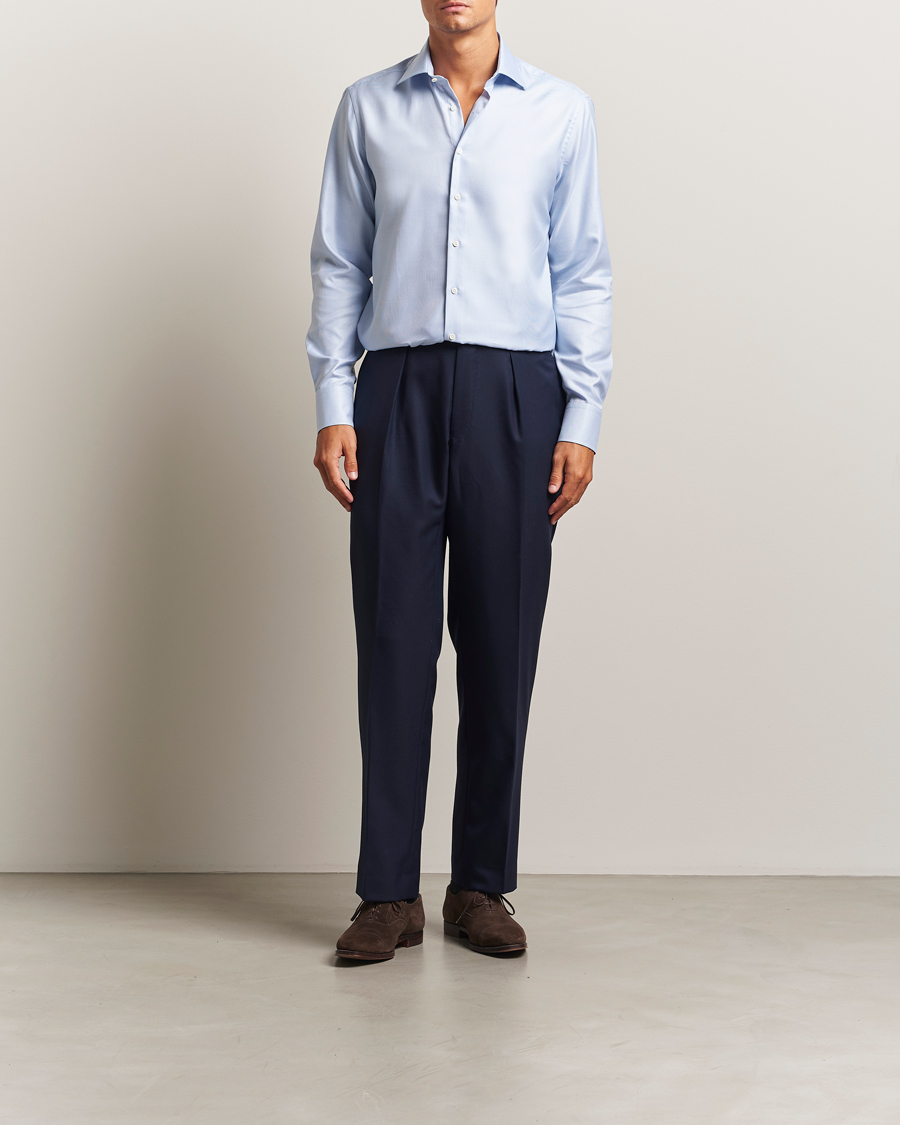 Homme | Chemises | Stenströms | Regular Fit Houndstooth Shirt Blue