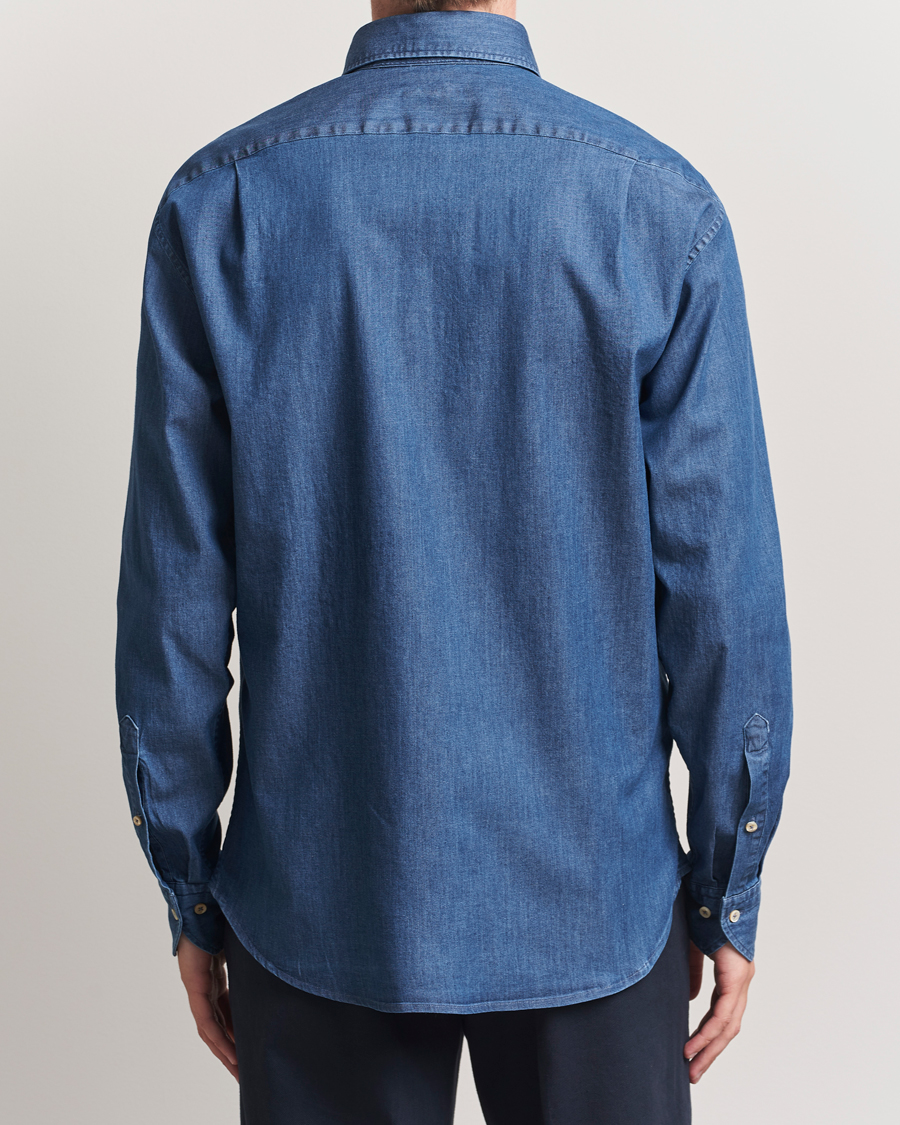 Homme | Chemises | Stenströms | Regular Fit Button Down Garment Washed Shirt Denim