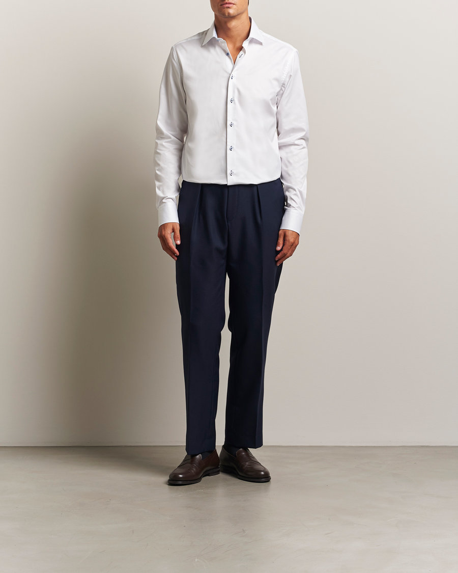 Homme | Chemises | Stenströms | Regular Fit X-Long Sleeve Contrast Shirt White