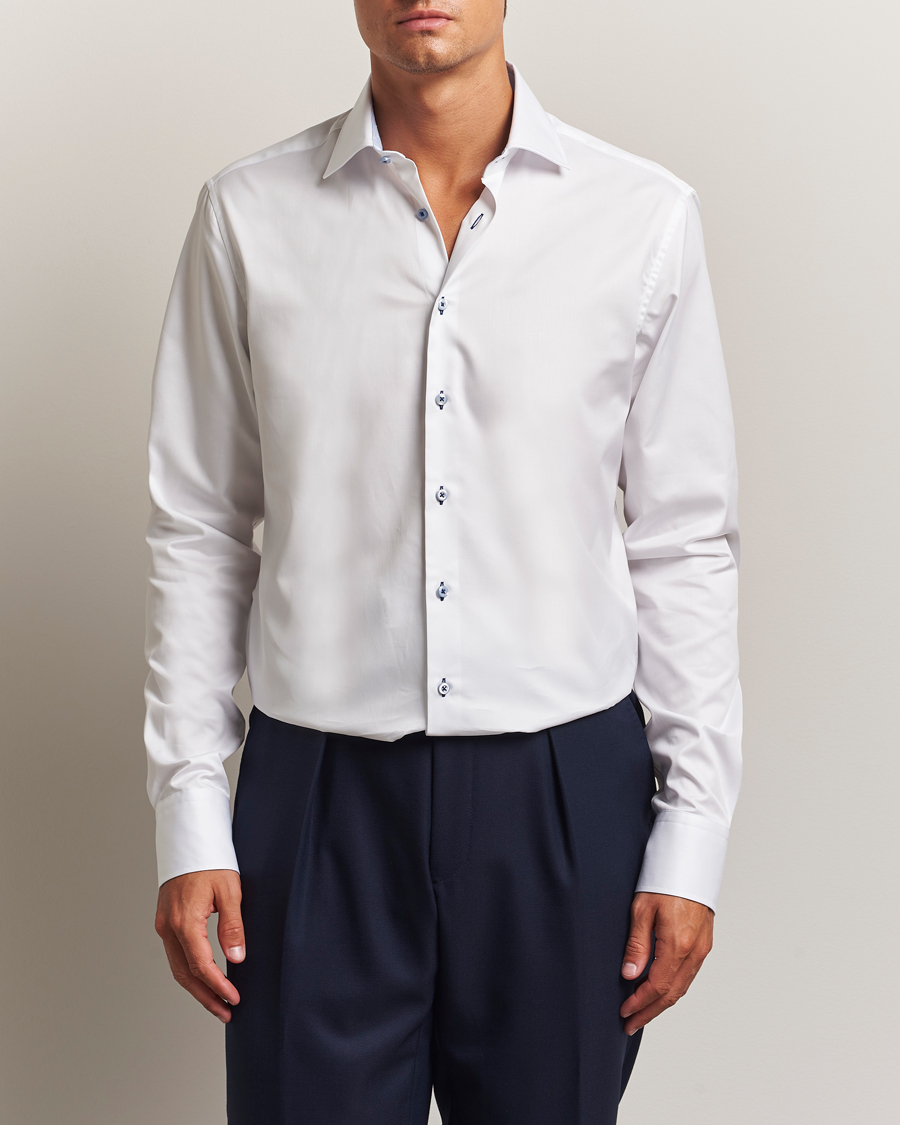 Homme | Chemises | Stenströms | Regular Fit X-Long Sleeve Contrast Shirt White