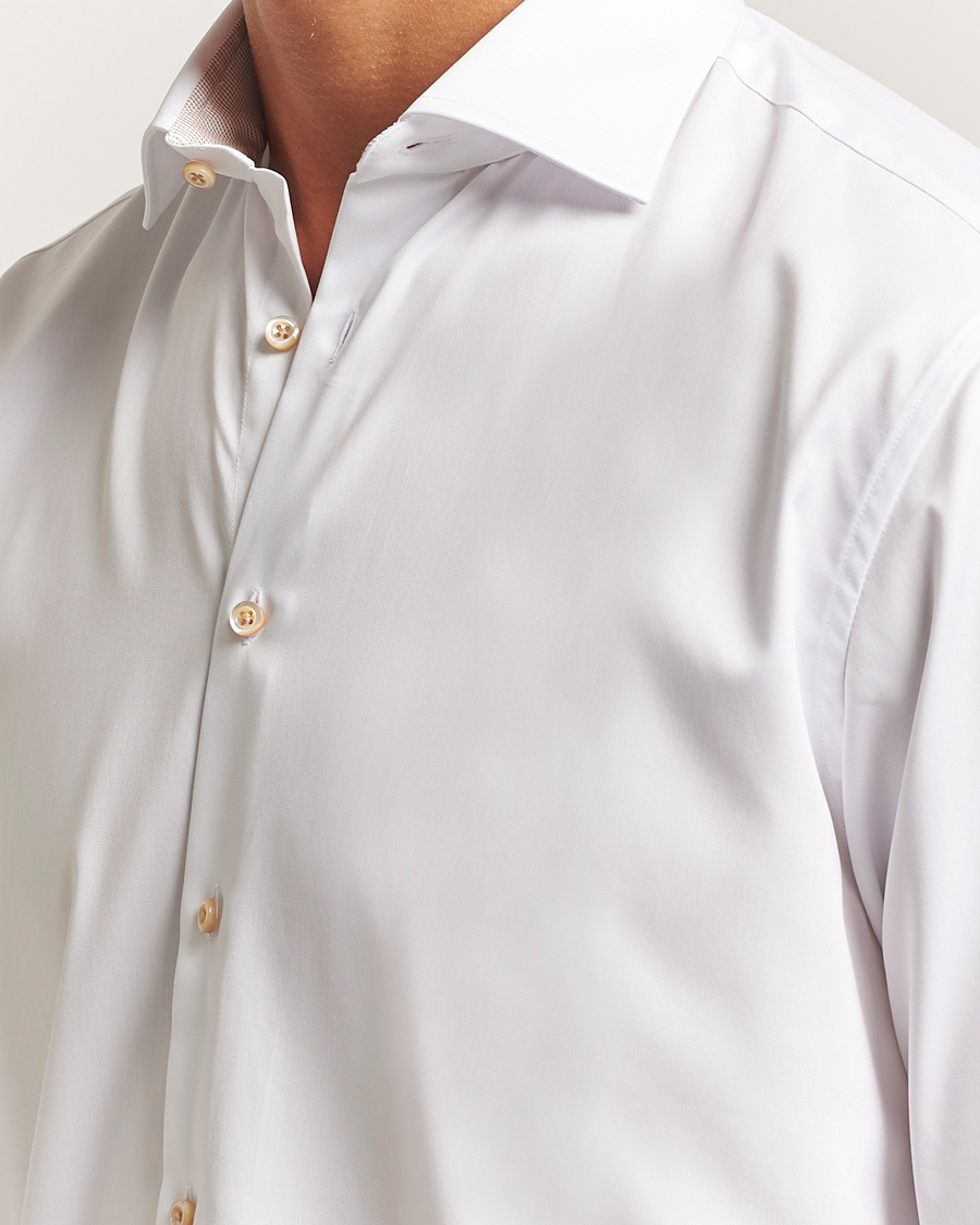 Homme | Chemises | Stenströms | Regular Fit Contrast Cotton Shirt White