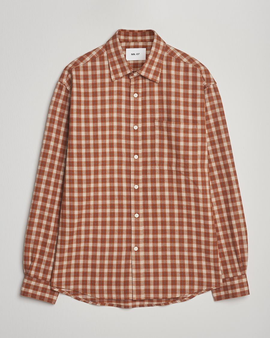 Homme | Chemises | NN07 | Deon Flannel Checked Shirt Light Brown