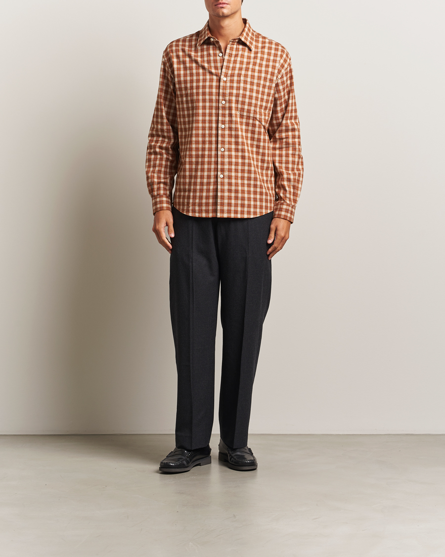 Homme | Chemises | NN07 | Deon Flannel Checked Shirt Light Brown