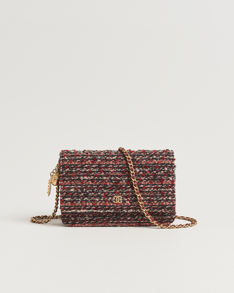 Homme | Pre-Owned & Vintage Bags | Chanel Pre-Owned | Tweed Wallet On Chain Red