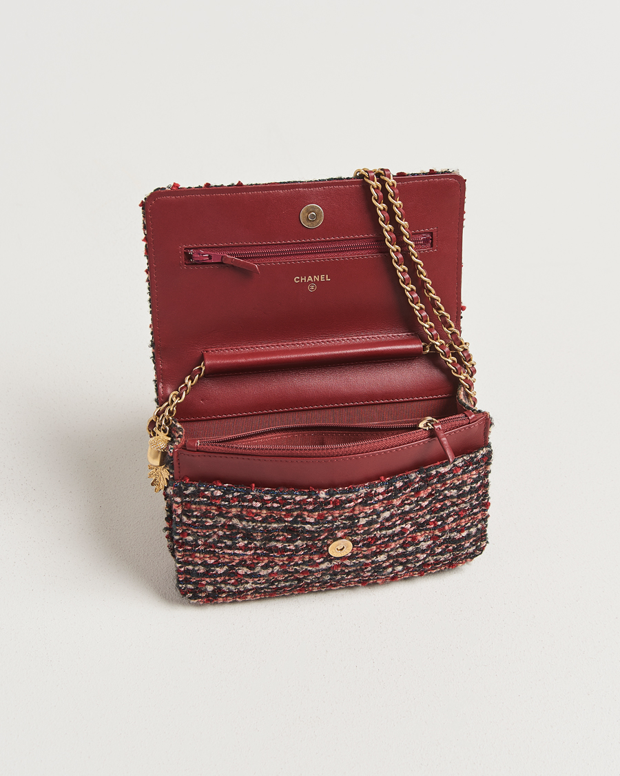 Homme | Pre-Owned & Vintage Bags | Chanel Pre-Owned | Tweed Wallet On Chain Red