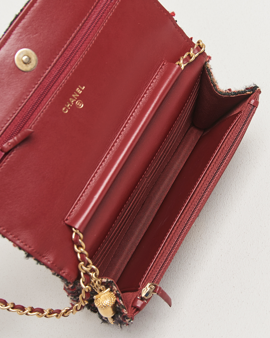 Homme | Pre-Owned & Vintage Bags | Chanel Pre-Owned | Tweed Wallet On Chain Red