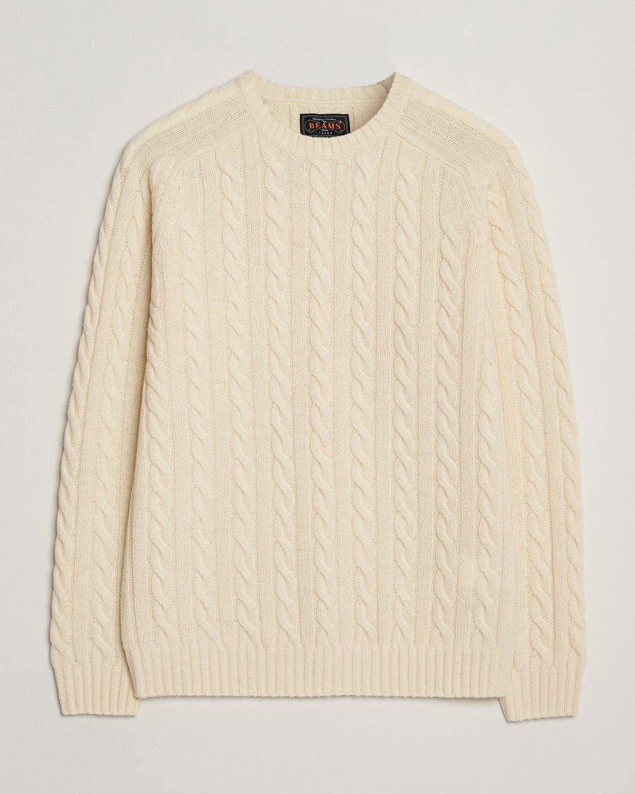 Homme | Pulls Et Tricots | BEAMS PLUS | Cable Crew Neck Sweater Off White