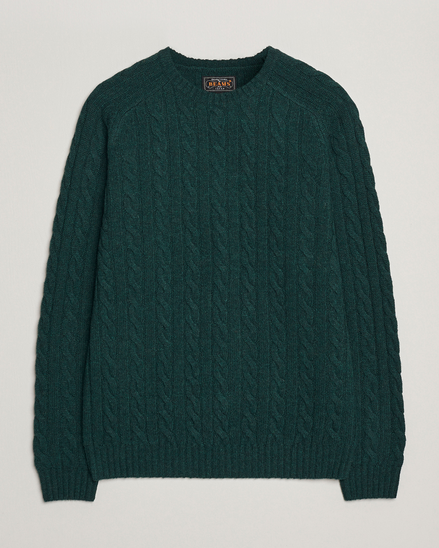 Homme | Pulls Et Tricots | BEAMS PLUS | Cable Crew Neck Sweater Bottle Green