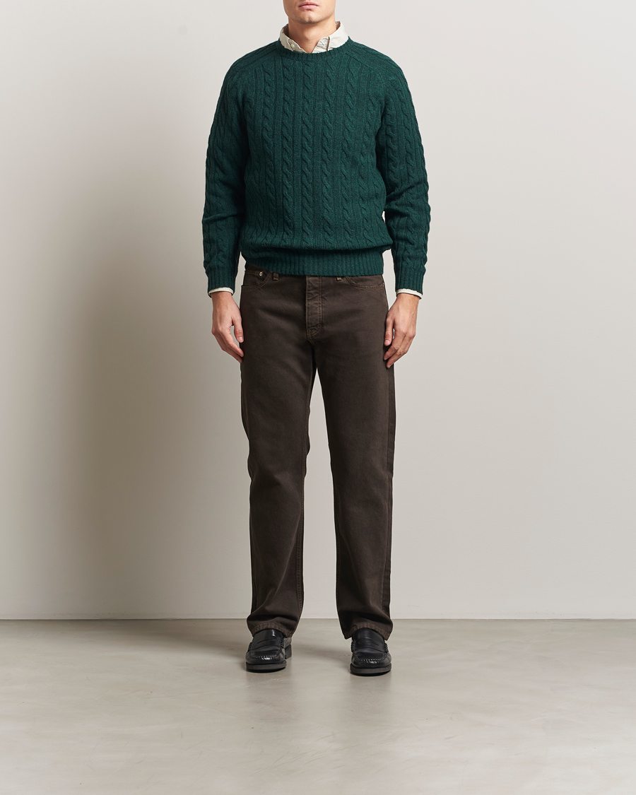 Homme | Pulls Et Tricots | BEAMS PLUS | Cable Crew Neck Sweater Bottle Green