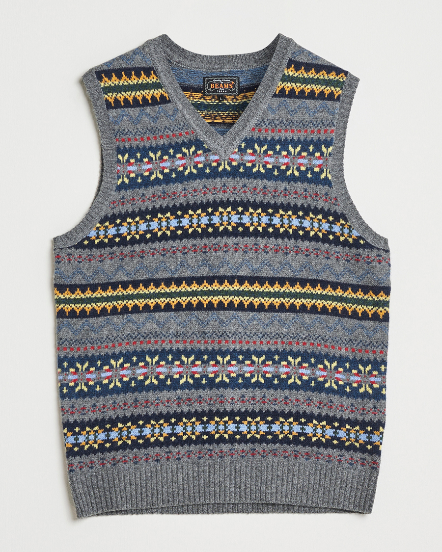 Homme | Pulls Et Tricots | BEAMS PLUS | Fairisle Knit Vest Grey