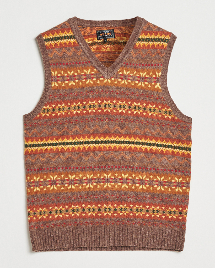 Homme | Pulls Et Tricots | BEAMS PLUS | Fairisle Knit Vest Light Brown