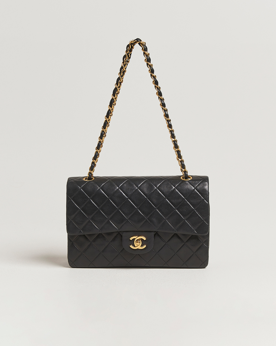 Homme | Chanel Pre-Owned Classic Double Flap Medium Black | Chanel Pre-Owned | Classic Double Flap Medium Black