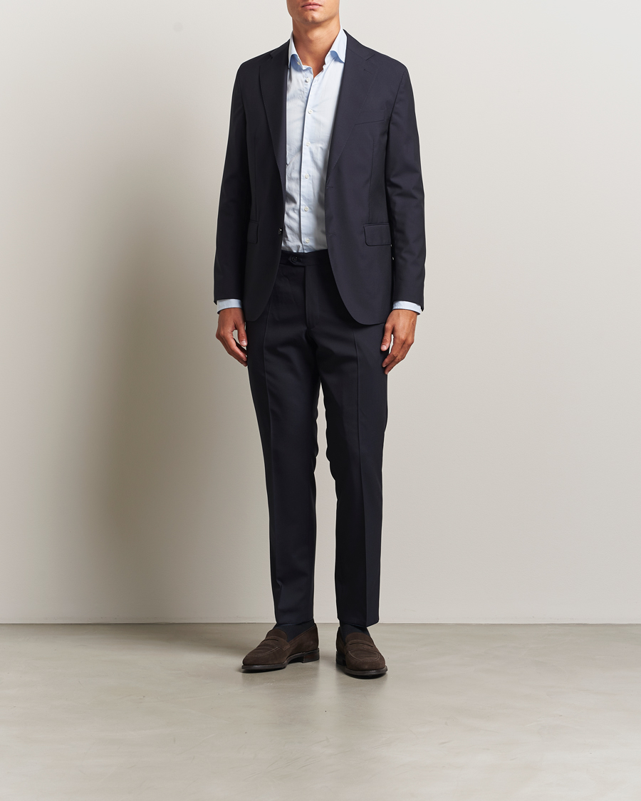 Homme | Pantalons | Oscar Jacobson | Dandy Wool Trousers Navy