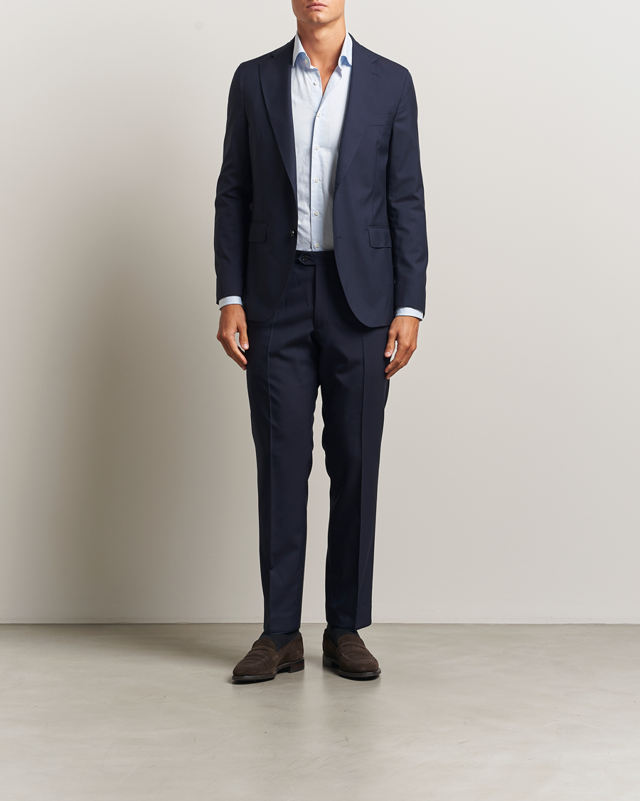 Homme | Pantalons | Oscar Jacobson | Dandy Wool Trousers Blue