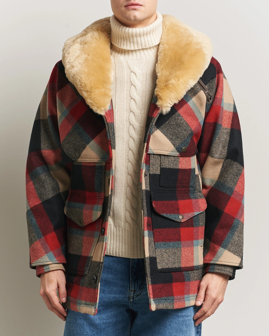 Homme | Manteaux Et Vestes | Filson | Wool Lined Packer Coat Red/Cream/Blue Plaid