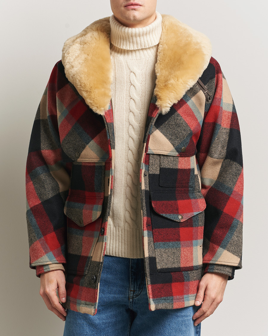 Homme | Manteaux Et Vestes | Filson | Wool Lined Packer Coat Red/Cream/Blue Plaid