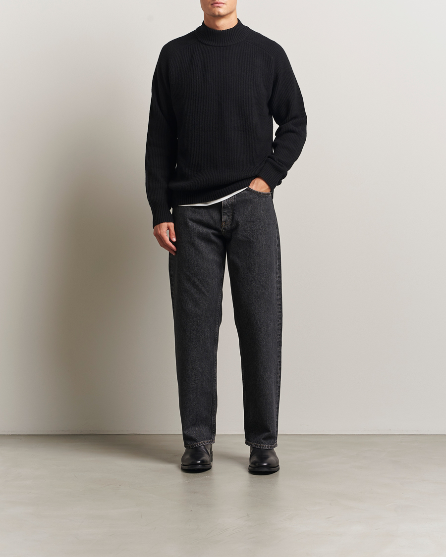 Homme | Pulls Et Tricots | Filippa K | Ribbed Wool Mockneck Sweater Black