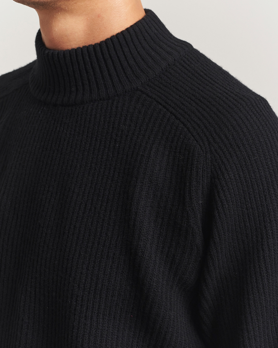 Homme | Pulls Et Tricots | Filippa K | Ribbed Wool Mockneck Sweater Black