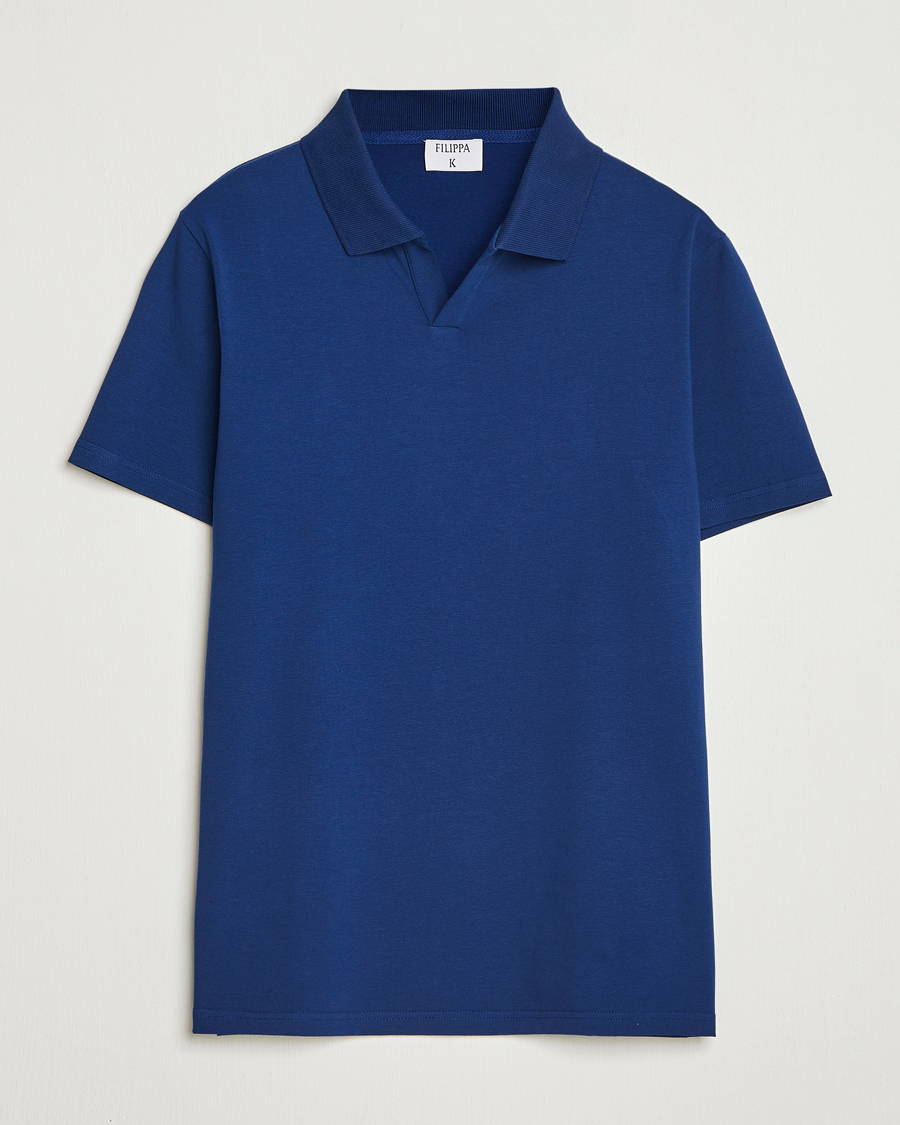 Homme | Polos | Filippa K | Soft Lycra Polo T-Shirt Royal Navy