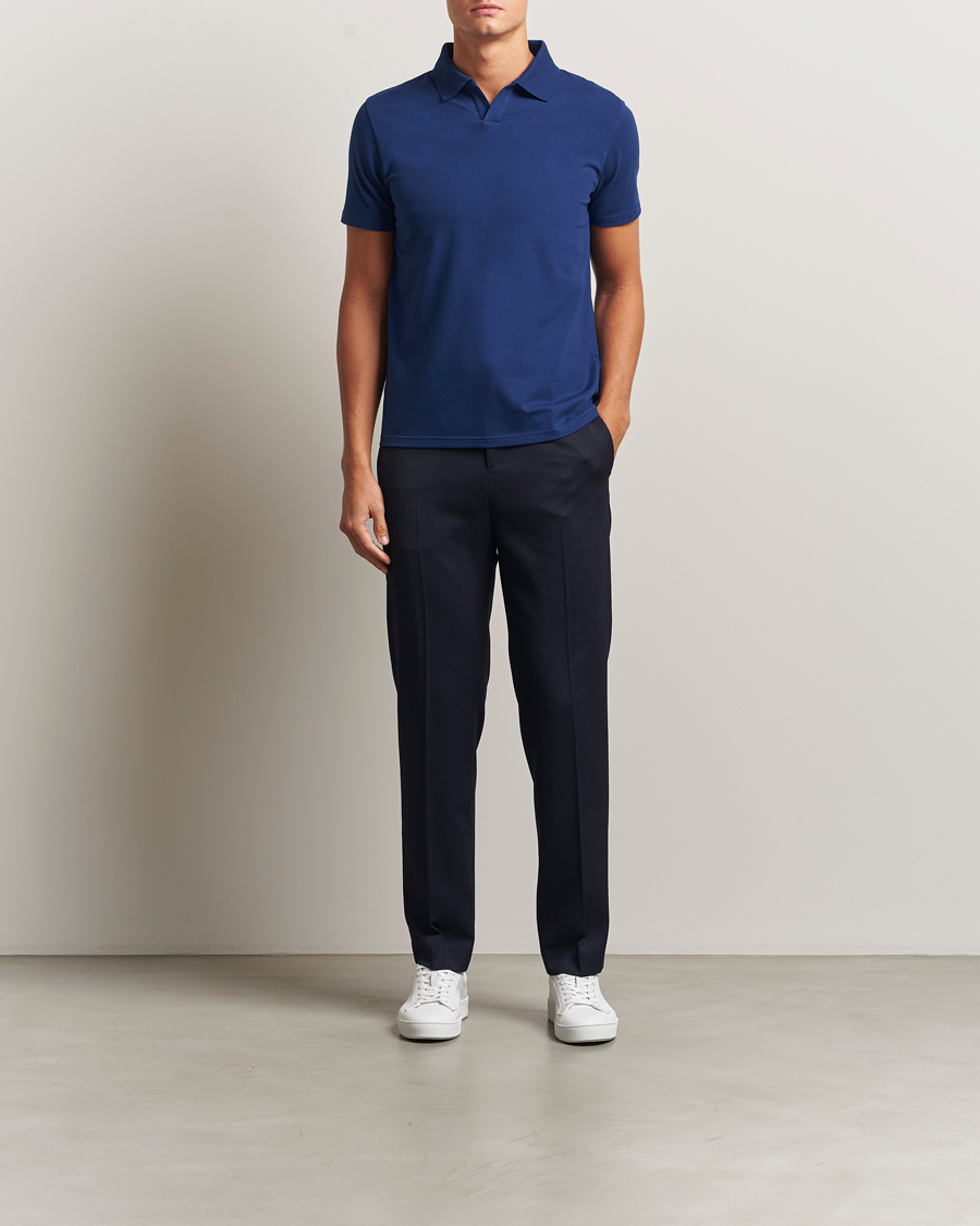 Homme | Polos | Filippa K | Soft Lycra Polo T-Shirt Royal Navy