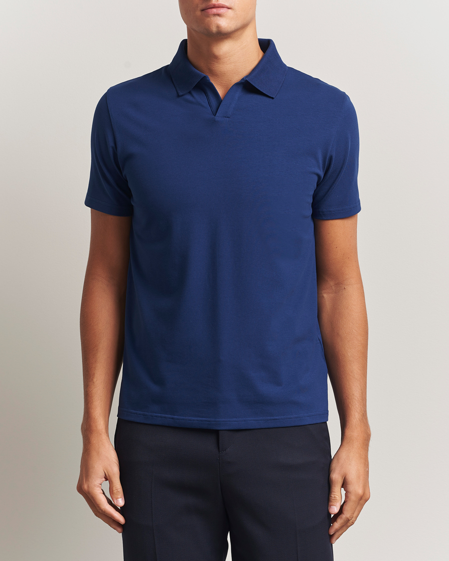 Homme | Polos | Filippa K | Soft Lycra Polo T-Shirt Royal Navy