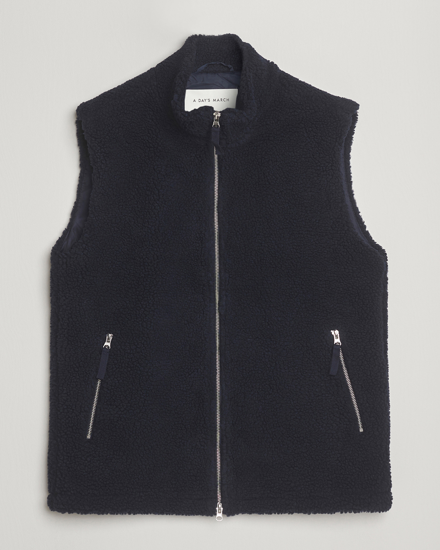 Homme | Manteaux Et Vestes | A Day's March | Ajo Pile Vest Navy