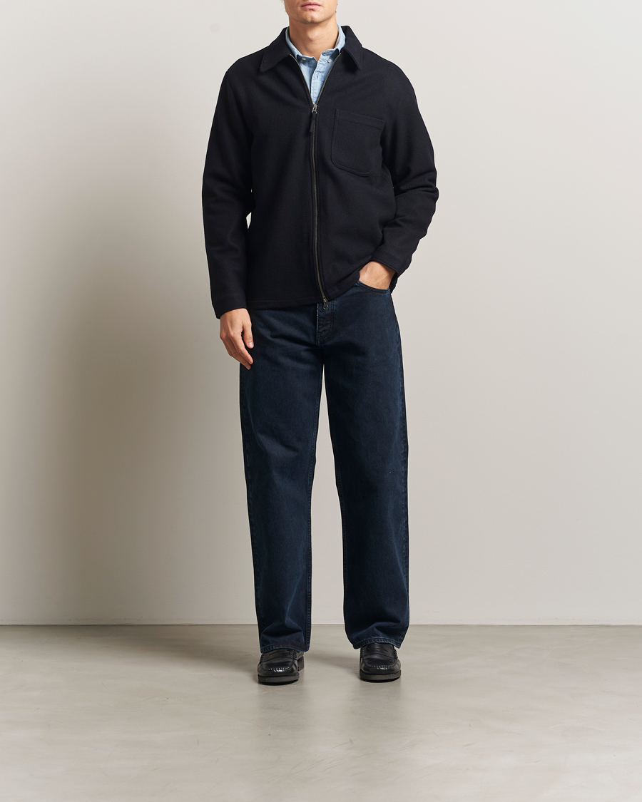 Homme | Chemises | A Day's March | Fraser Wool Zip Overshirt Navy