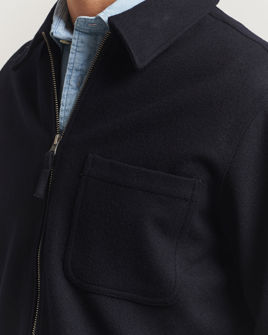 Homme | Chemises | A Day's March | Fraser Wool Zip Overshirt Navy