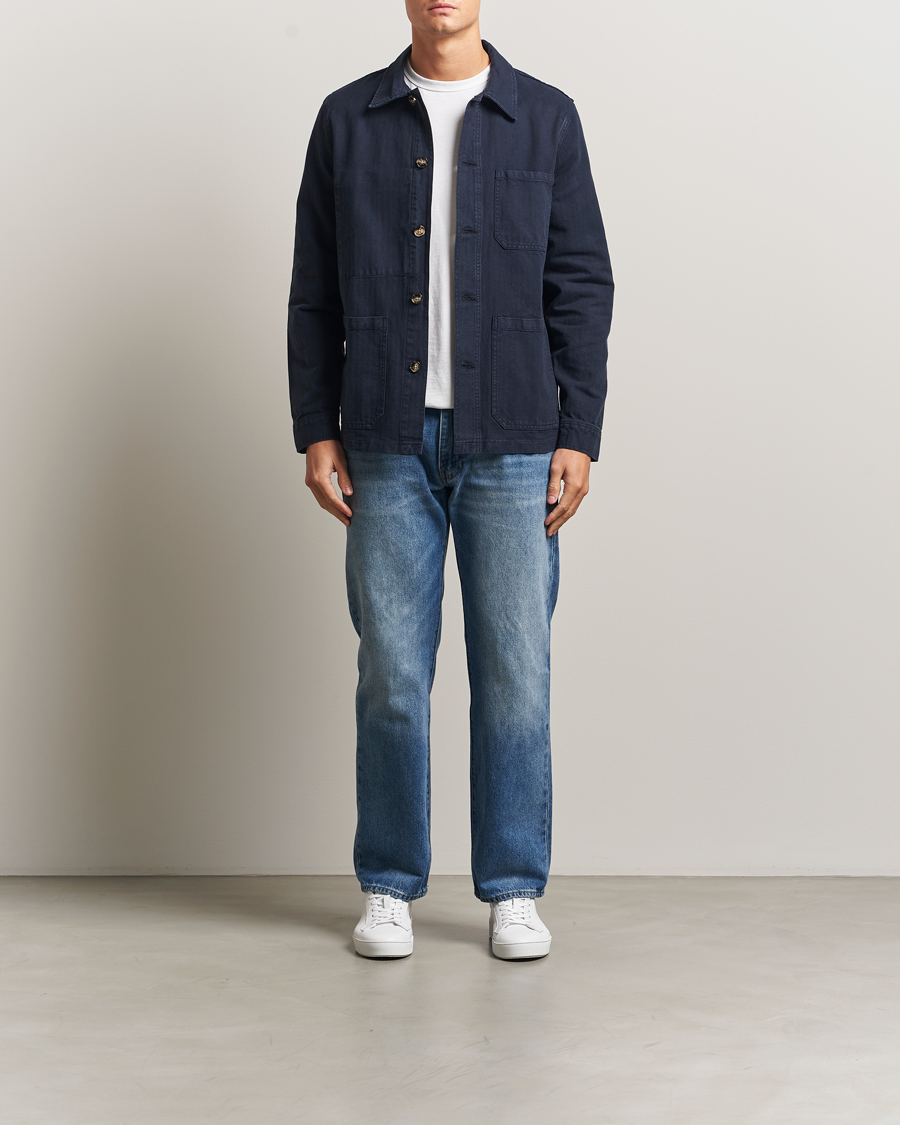 Homme | Chemises | A Day's March | Original Herringbone Overshirt Navy