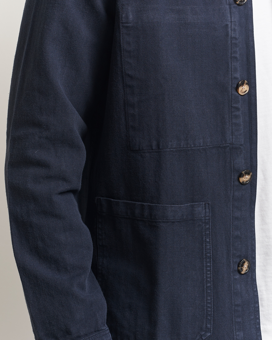 Homme | Chemises | A Day's March | Original Herringbone Overshirt Navy