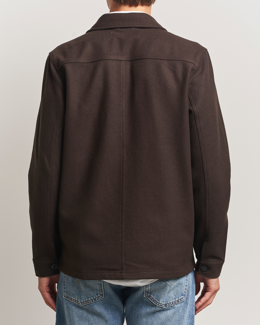 Homme | Chemises | A Day's March | Original Wool Overshirt Chocolate