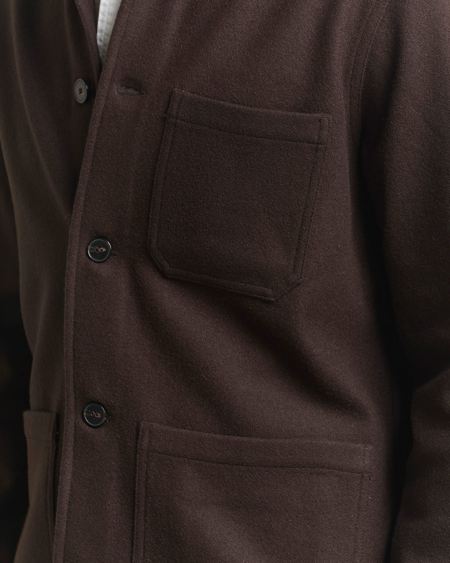 Homme | Chemises | A Day's March | Original Wool Overshirt Chocolate