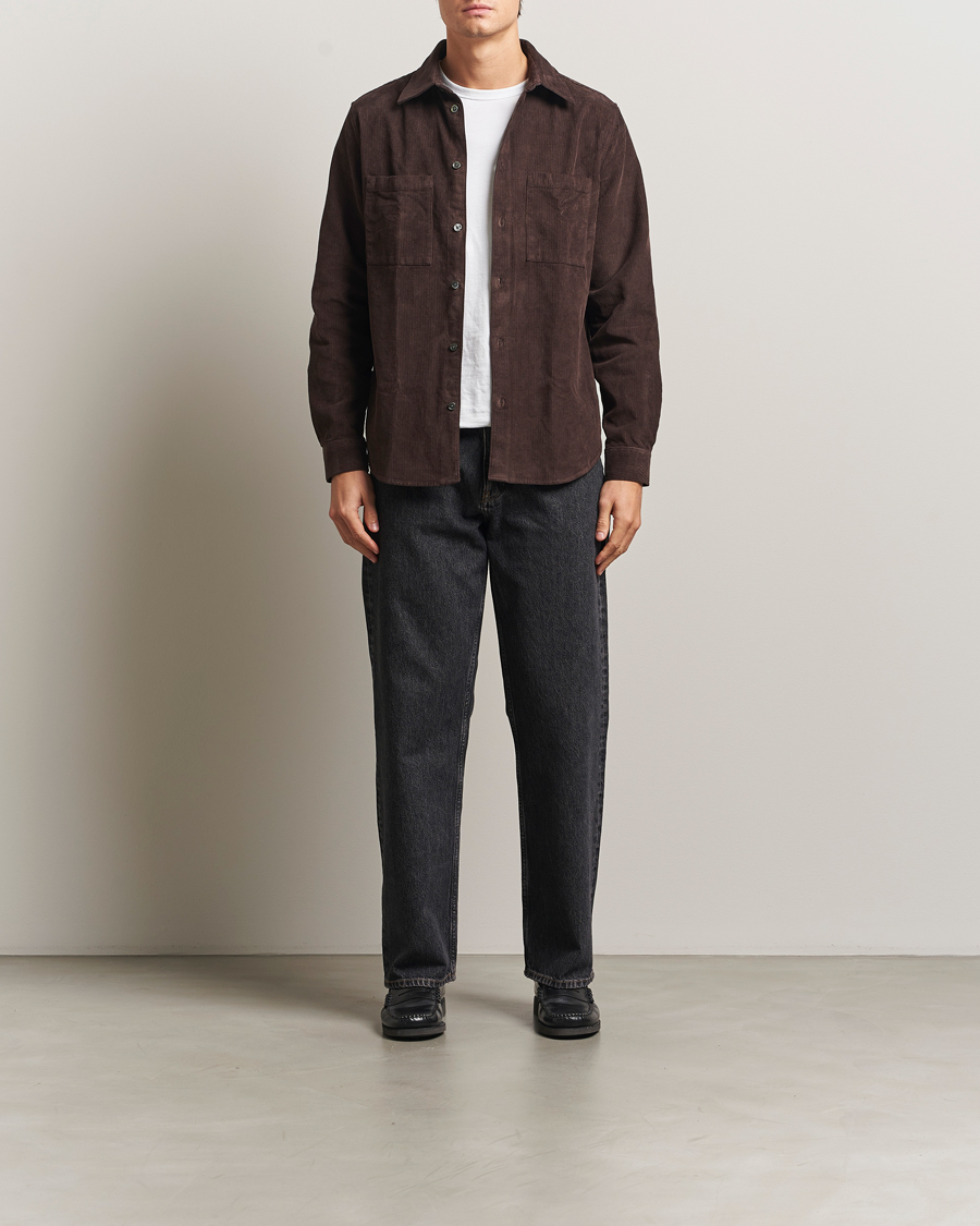 Homme | Chemises | A Day's March | Rupert Cord Shirt Dark Brown
