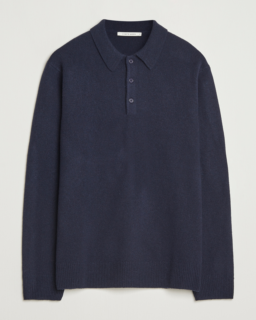 Homme | Pulls Et Tricots | A Day's March | Avoch Lambswool Polo Navy