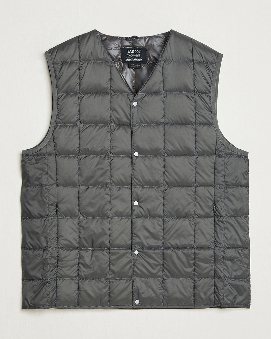 Homme | Manteaux Et Vestes | TAION | V-Neck Lightweight Down Vest Dark Grey