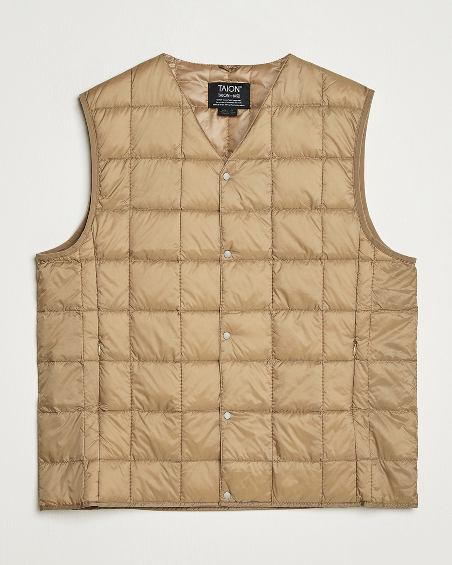 Homme | Gilets | TAION | V-Neck Lightweight Down Vest Greige