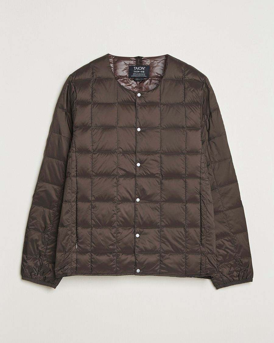 Homme | Manteaux Et Vestes | TAION | Crew Neck Button Down Jacket Dark Choco