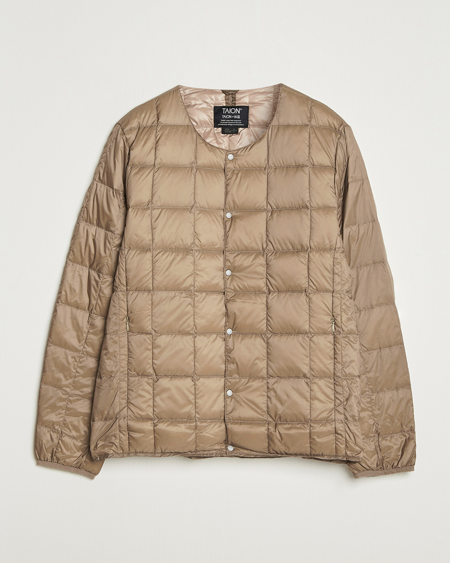 Homme | Manteaux Et Vestes | TAION | Crew Neck Button Down Jacket Khaki