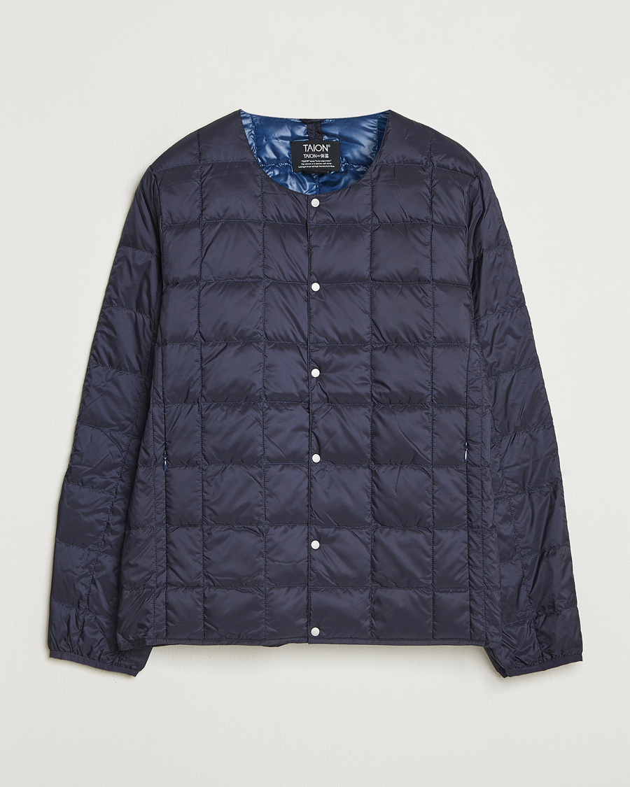 Homme | Manteaux Et Vestes | TAION | Crew Neck Button Down Jacket Navy