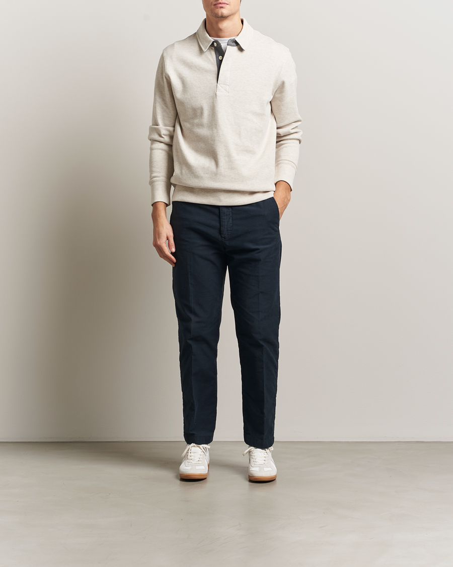 Homme | Polos | GANT | Light Sacker Rib Long Sleeve Polo Seed Melange