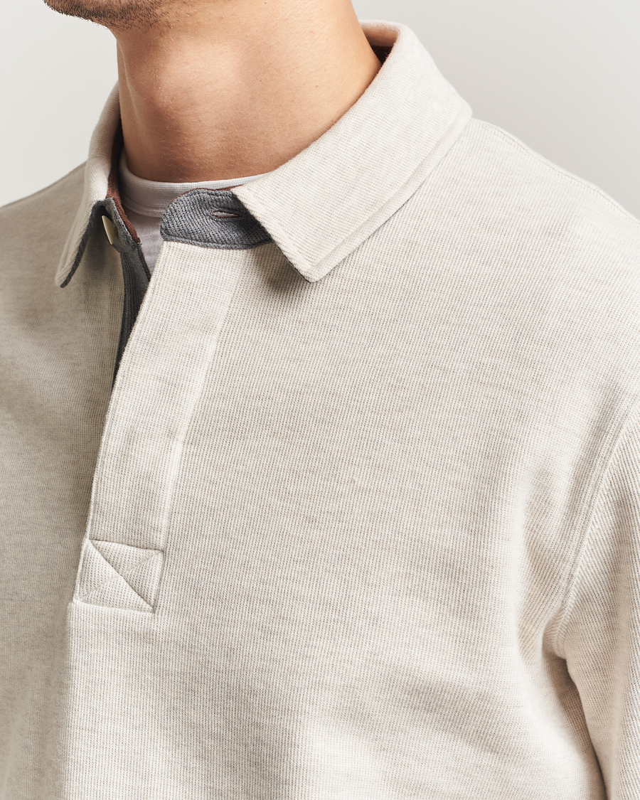 Homme | Polos | GANT | Light Sacker Rib Long Sleeve Polo Seed Melange