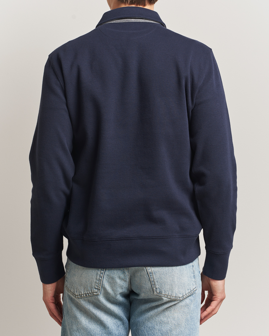 Homme | Polos | GANT | Light Sacker Rib Long Sleeve Polo Evening Blue