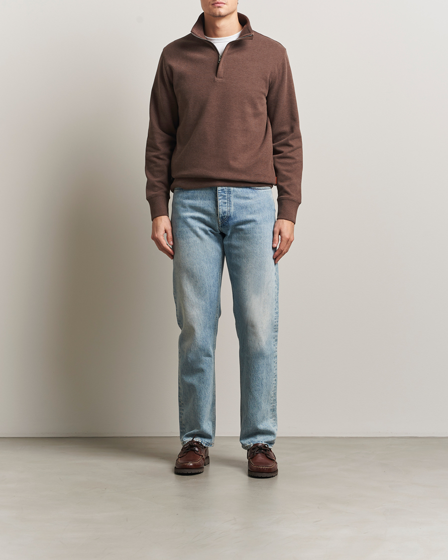 Homme | Pulls Et Tricots | Gant | Light Sacker Rib Half Zip Dark Brown Melange