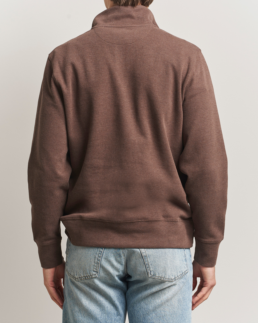 Homme | Pulls Et Tricots | GANT | Light Sacker Rib Half Zip Dark Brown Melange