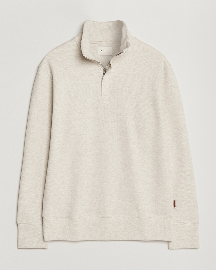 Homme | Pulls Et Tricots | Gant | Light Sacker Rib Half Zip Seed Melange