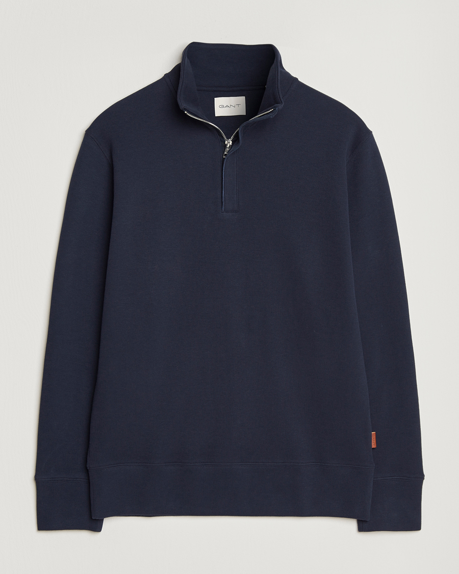 Homme | Pulls Et Tricots | GANT | Light Sacker Rib Half Zip Evening Blue