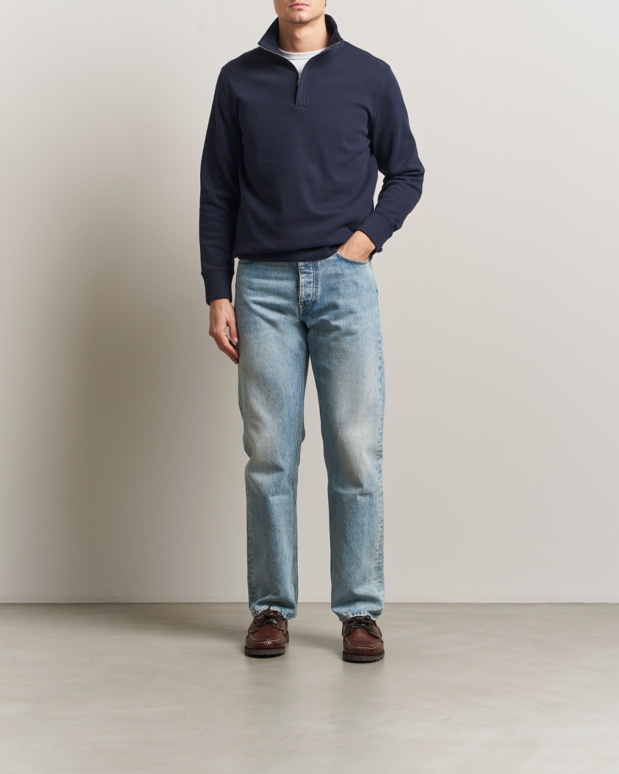 Homme | Pulls Et Tricots | GANT | Light Sacker Rib Half Zip Evening Blue