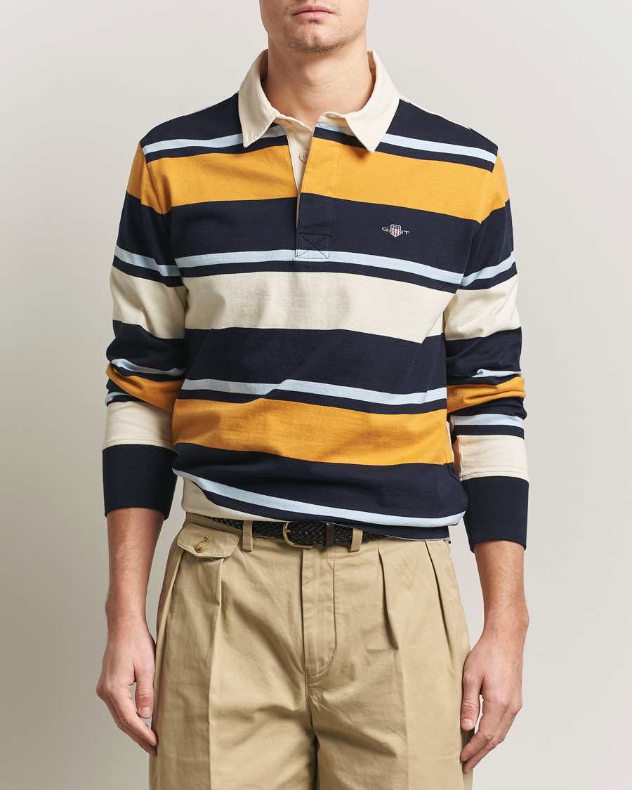 Homme | Pulls Et Tricots | GANT | Striped Heavy Rugger Evening Blue Multi