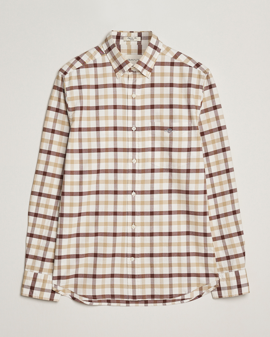 Homme | Chemises | Gant | Regular Fit Oxford Checked Shirt Mahogany Brown